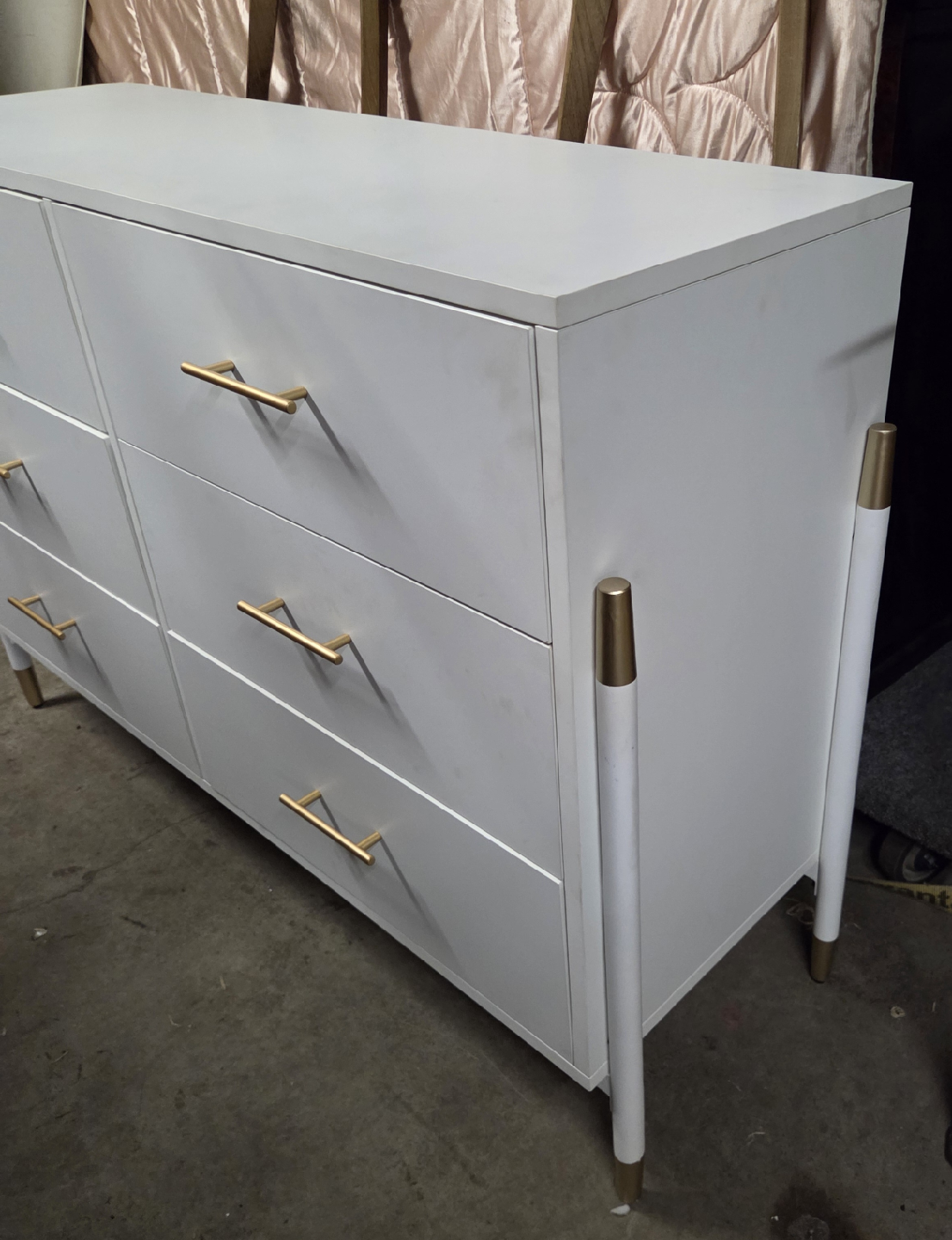 White 6-Drawer Dresser with Gold Accents - photo 3