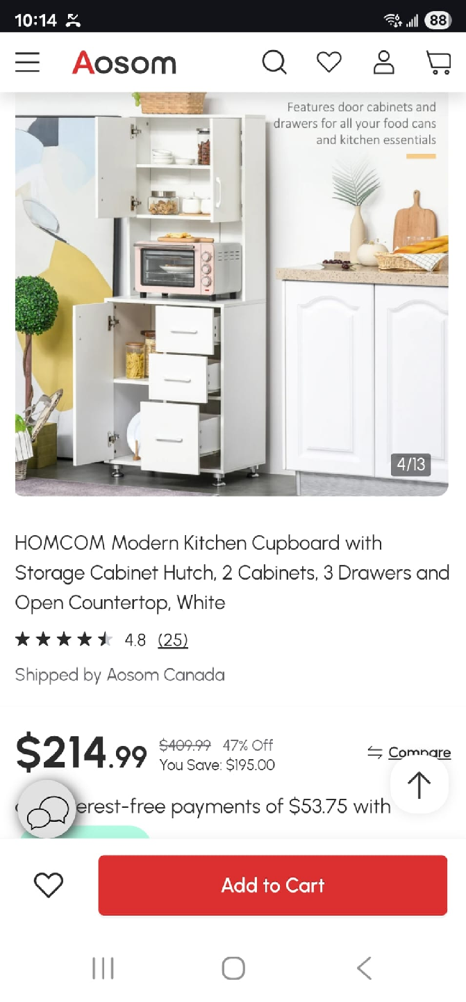 HOMCOM Modern Kitchen Cupboard - White - photo 3