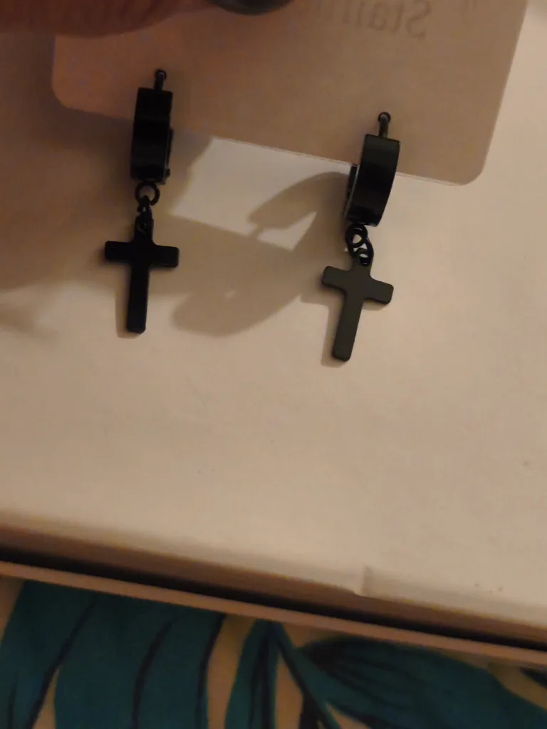Black Cross Dangle Earrings image indicator(2)