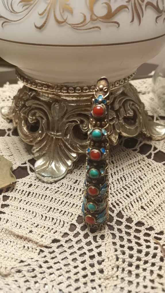 Vintage Chinese Filigree finger guard pin brooch image indicator(2)