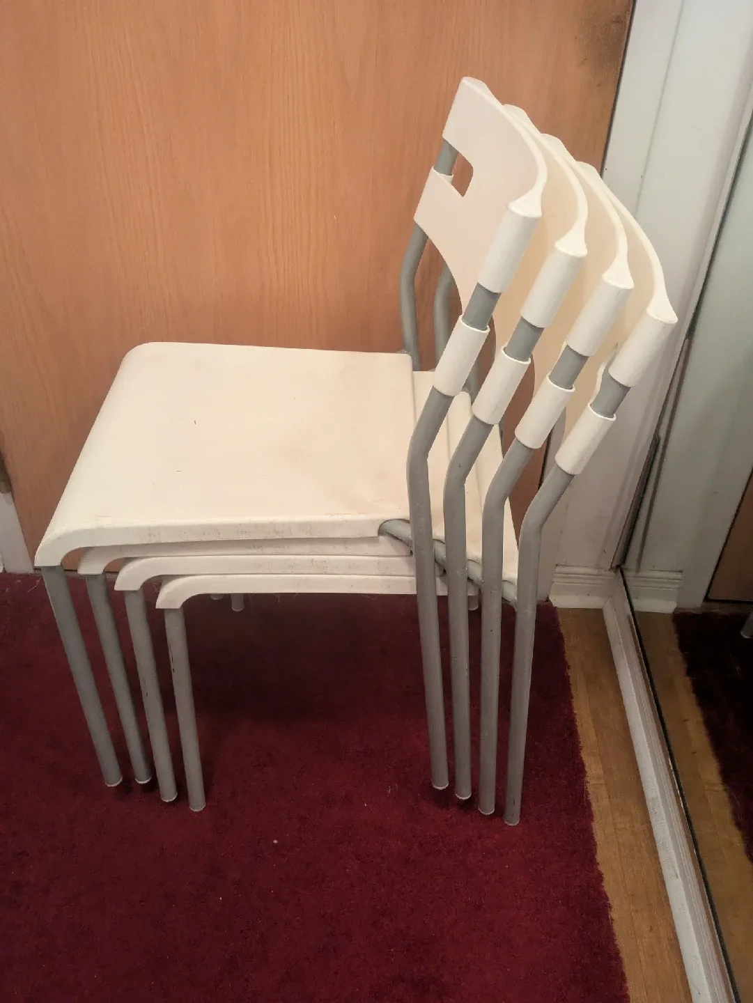Set of 4 Stacking Chairs - Off White image indicator(2)