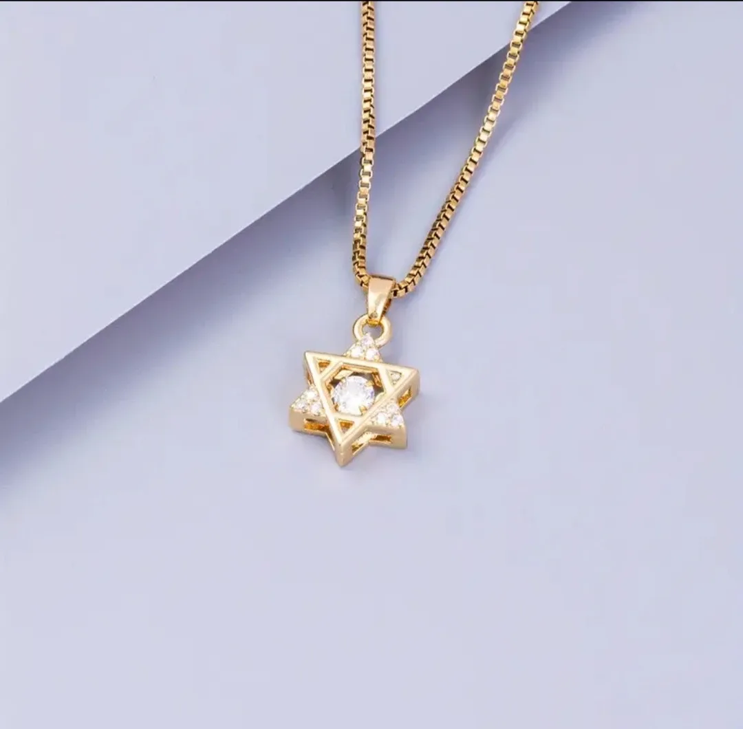 Gold Star of David Pendant Necklace image indicator(3)