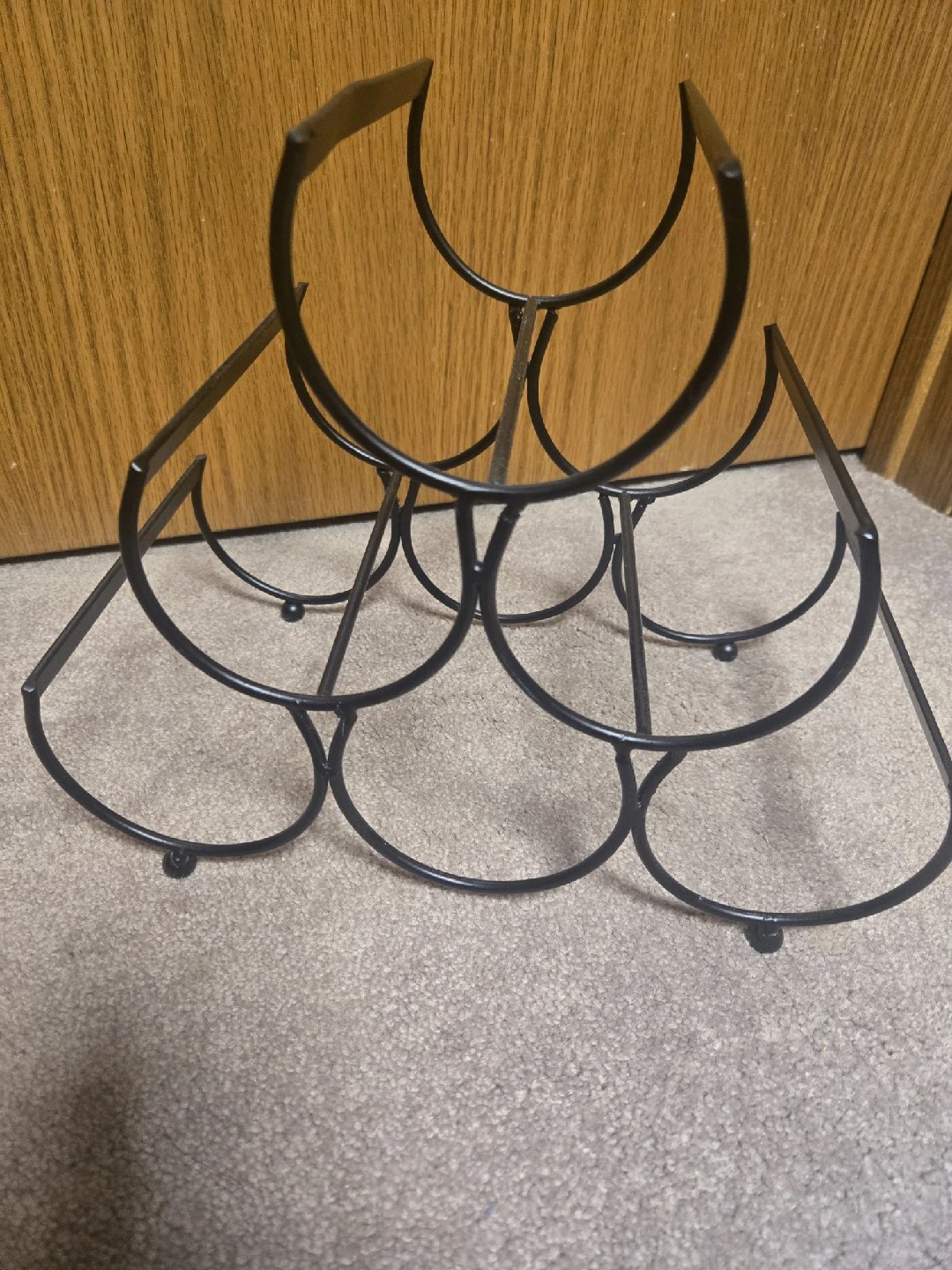 Black Metal Wine Rack - Holds 6 Bottles