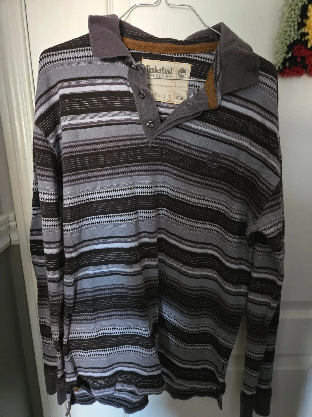 Timberland Striped Long Sleeve Polo - Size M thumbnail