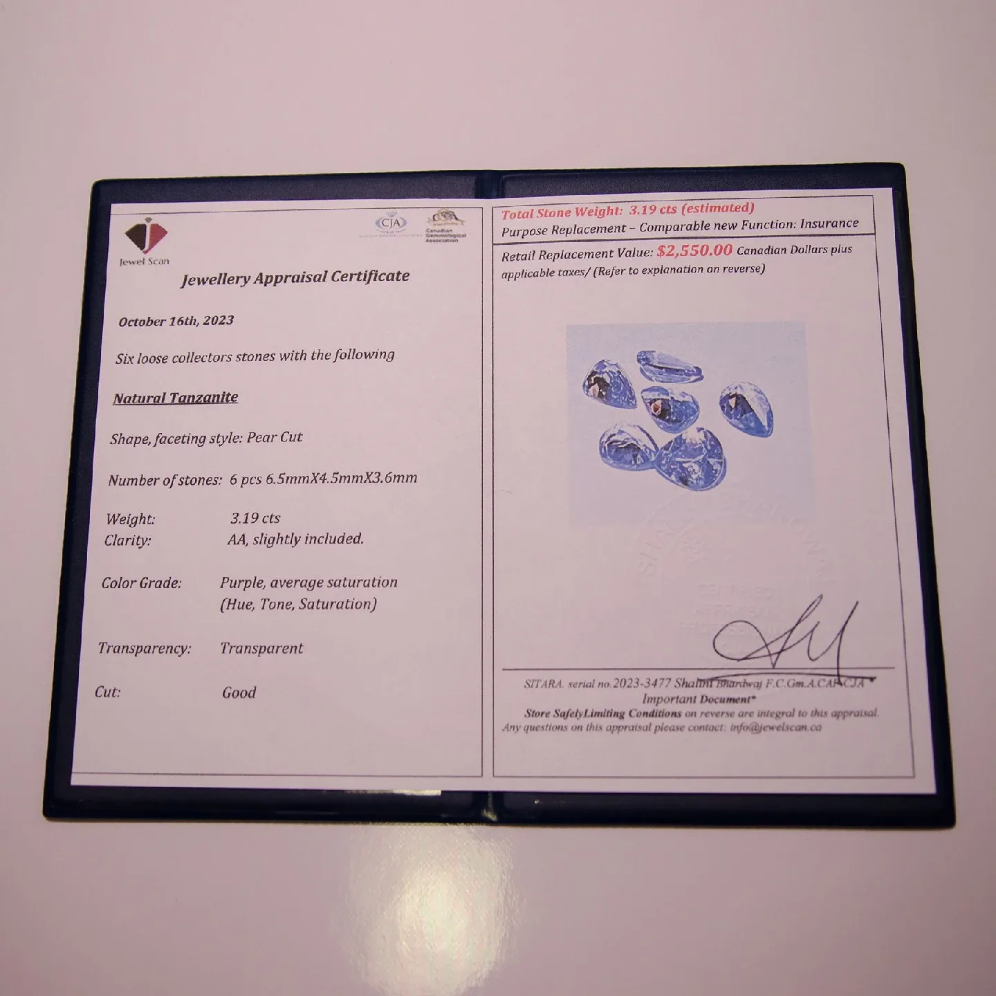 3.19 ct Natural Tanzanite - 6 Gemstones w/ Appraisal ($2,550.00) image indicator(8)