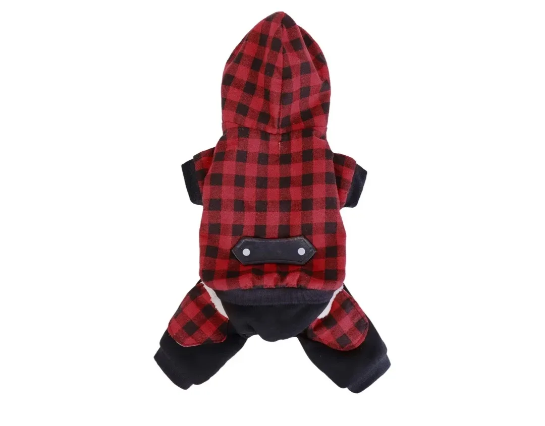 Red & Black Plaid Dog Onesie - Size XL image indicator(5)