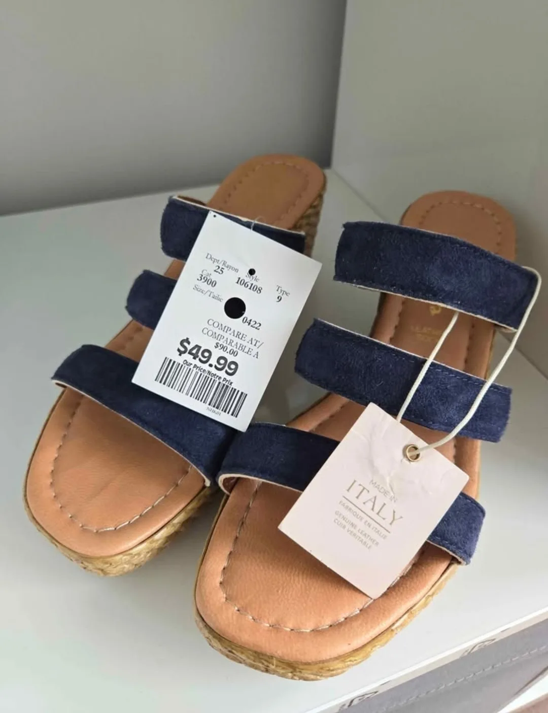 NEW! Italian Blue Wedge Sandals - Size 7.5 image indicator(3)