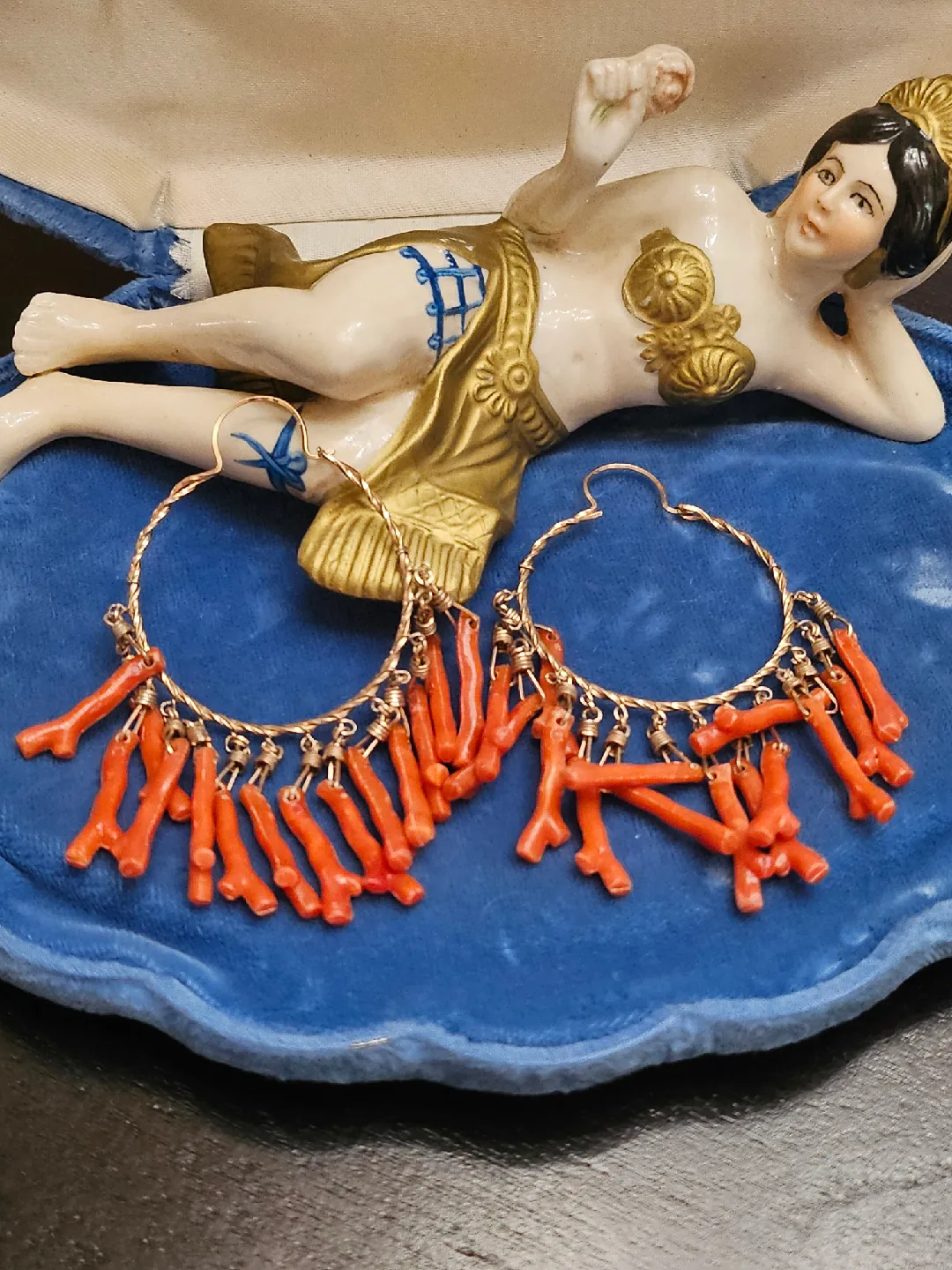 3 pairs of different earrings 1 Stella & Dot Coral Earrings image indicator(2)