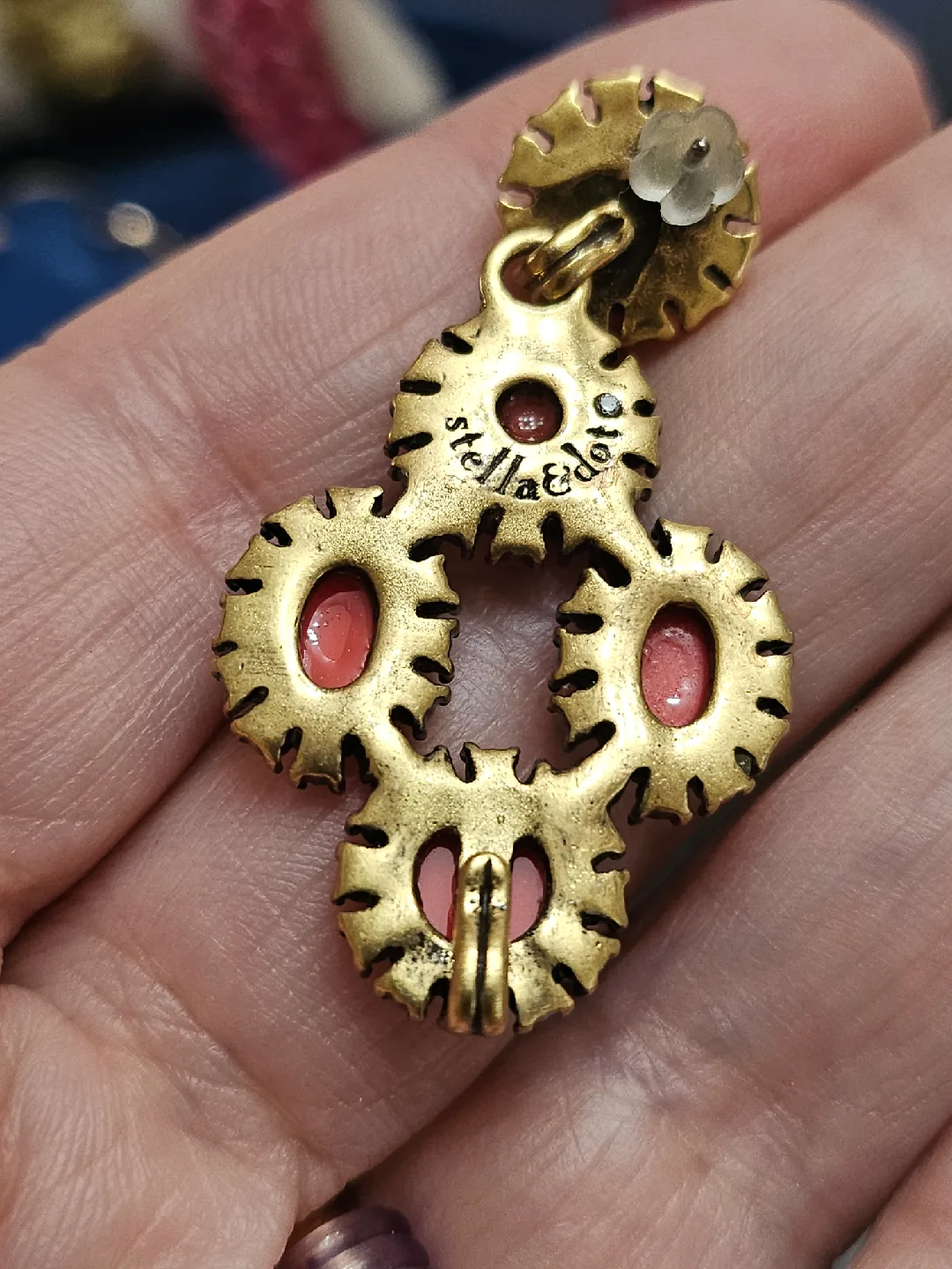 3 pairs of different earrings 1 Stella & Dot Coral Earrings image indicator(5)