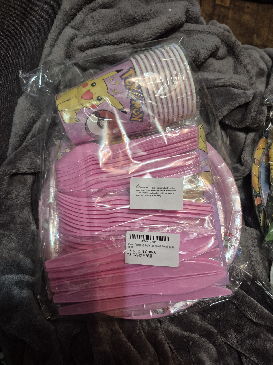 Pokemon Party Supplies - Plates, Cups, Cutlery Set (Pink)