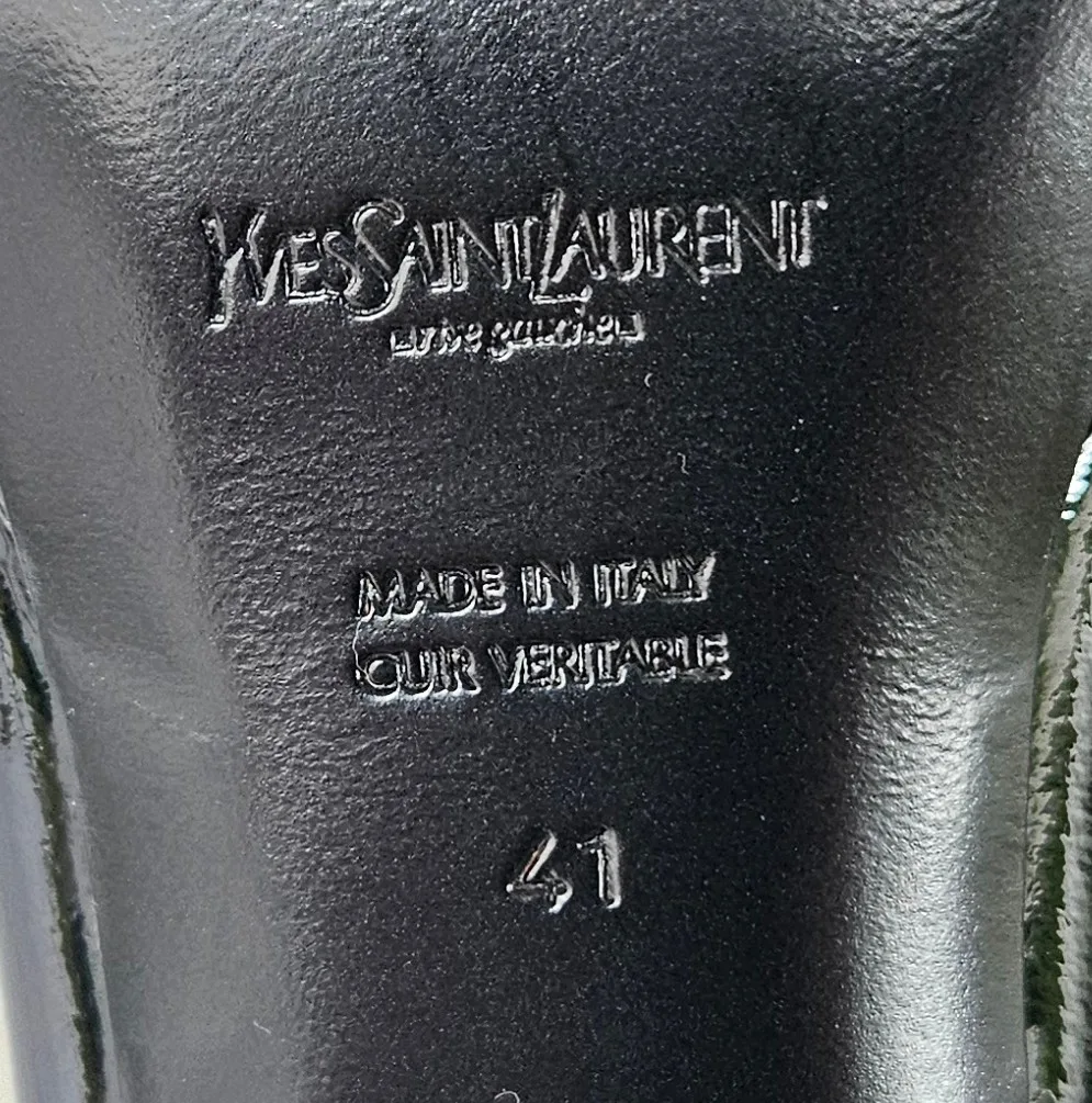 New Yves Saint Laurent Preppy 90 Pump Vitello Vernice Size 10 image indicator(6)