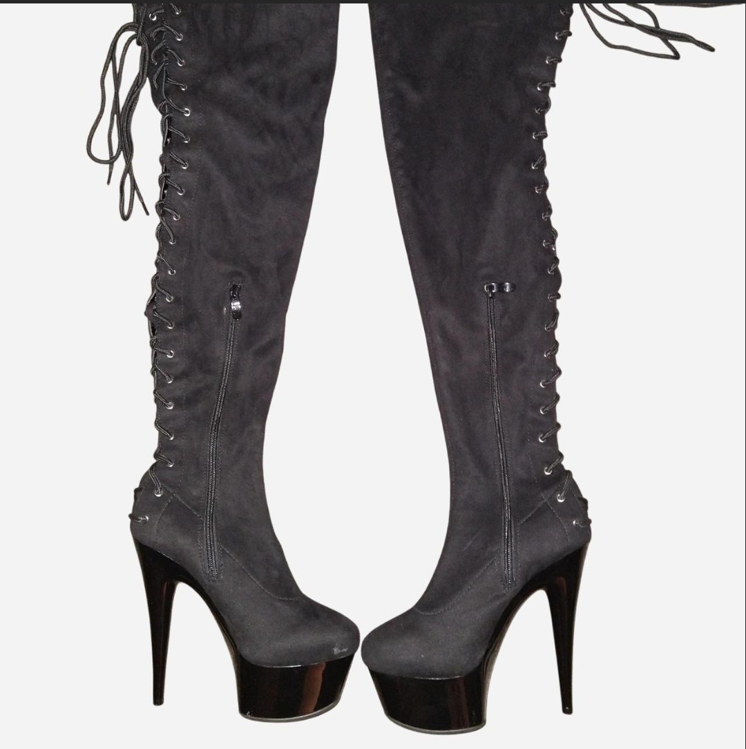 Ellie Sexy 6" Velvet Platform Stiletto's Over the Knee Boots - photo 4