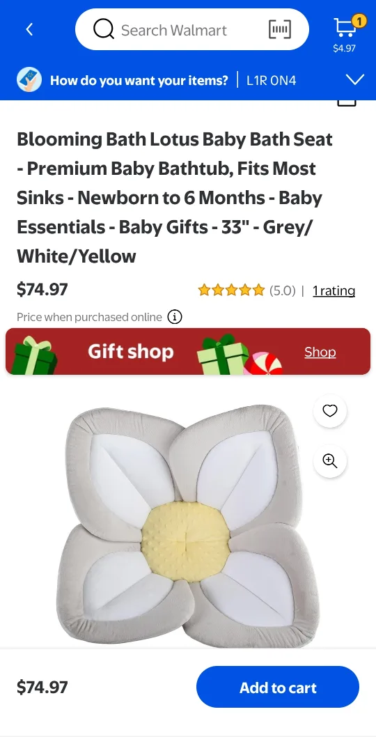 Blooming Bath Lotus Baby Bath Seat - Grey/White/Yellow image indicator(2)