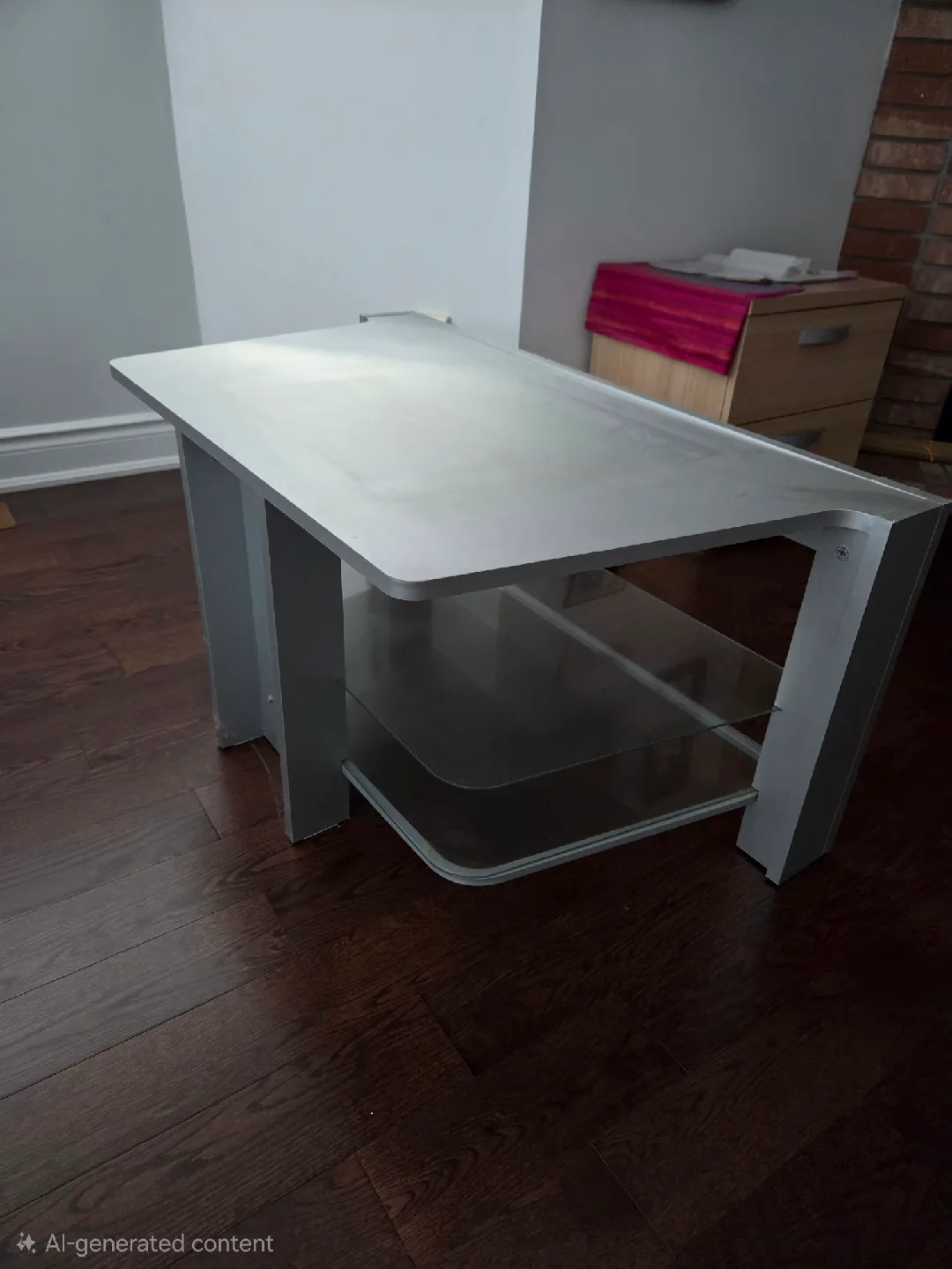 Grey Coffee Table with Glass Shelf image indicator(3)