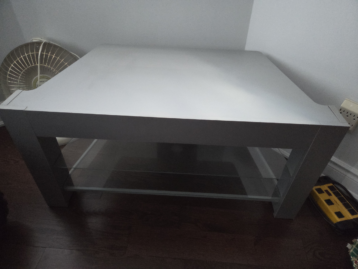 Grey Coffee Table with Glass Shelf