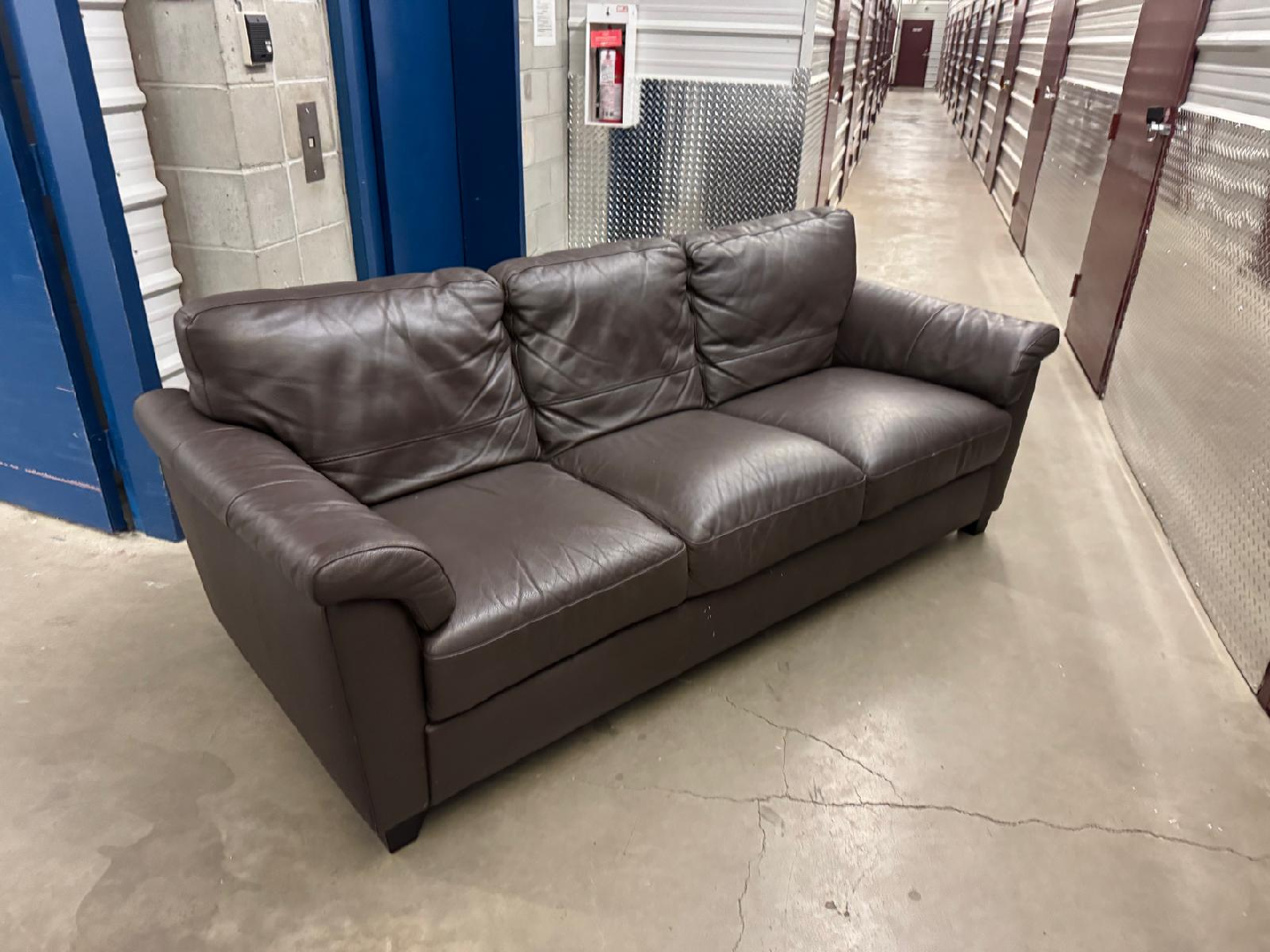 Brown Leather Sofa - Three Seater
