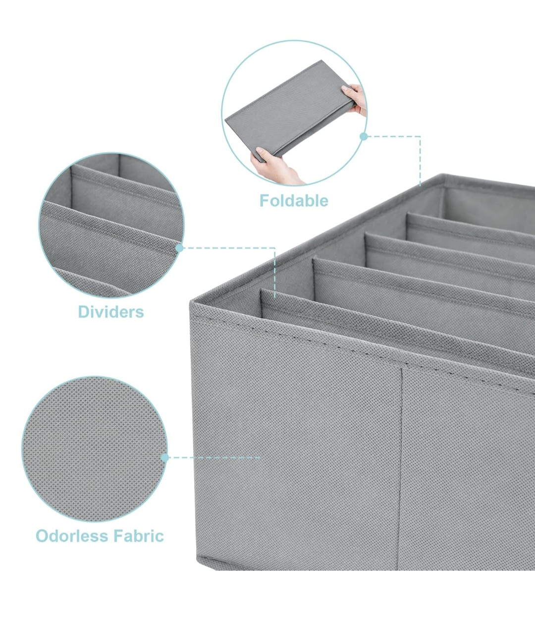 4 Pack Foldable Closet Clothes Organizer - 5 Grids - photo 2