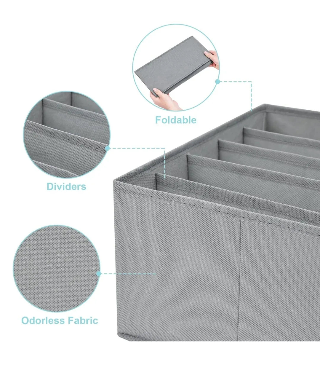 4 Pack Foldable Closet Clothes Organizer - 5 Grids image indicator(2)