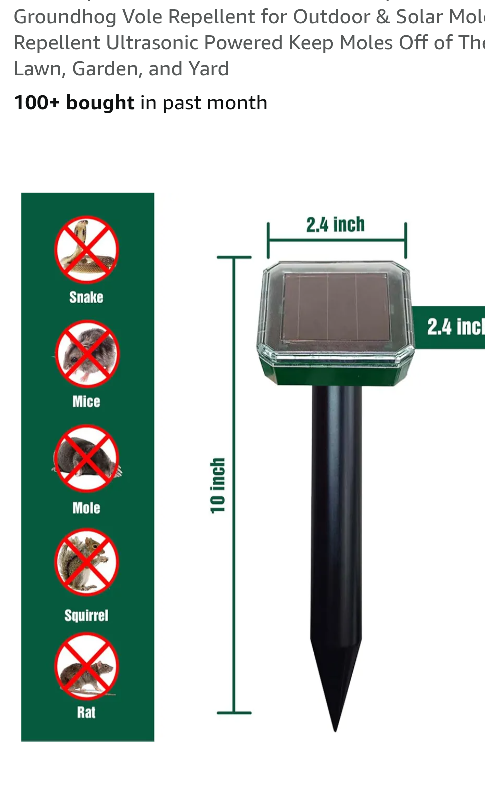 Solar Mole Repellent Ultrasonic Powered
