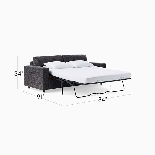 Urban 84" Sleeper Sofa, Down Blend Fill, Chenille Tweed, Pewter - photo 2