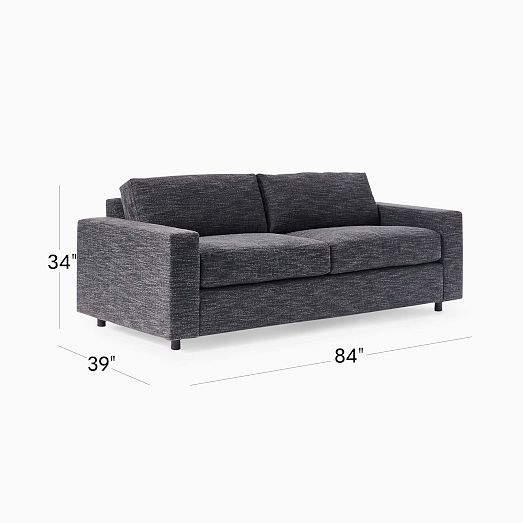Urban 84" Sleeper Sofa, Down Blend Fill, Chenille Tweed, Pewter - photo 3