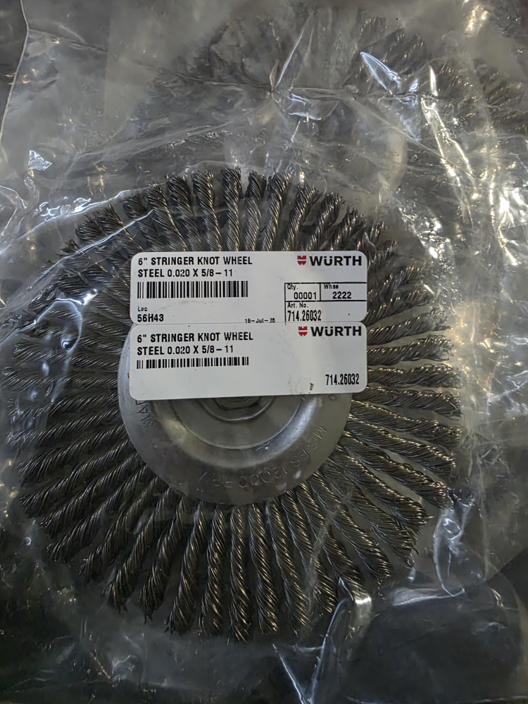 Wurth 6" stainless steel Stringer Knot Wheel Brush