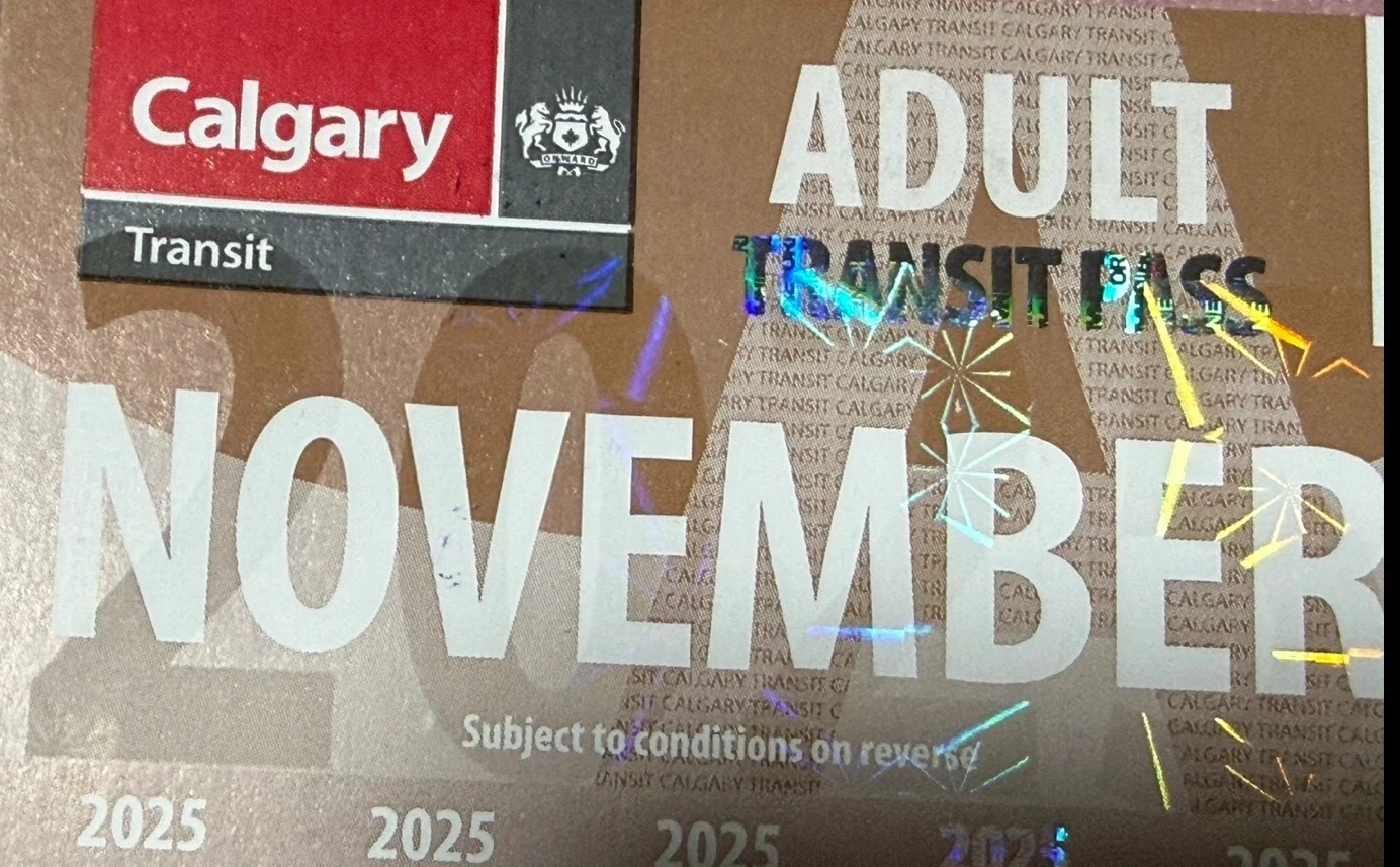 Calgary Transit Adult November 2025 Pass