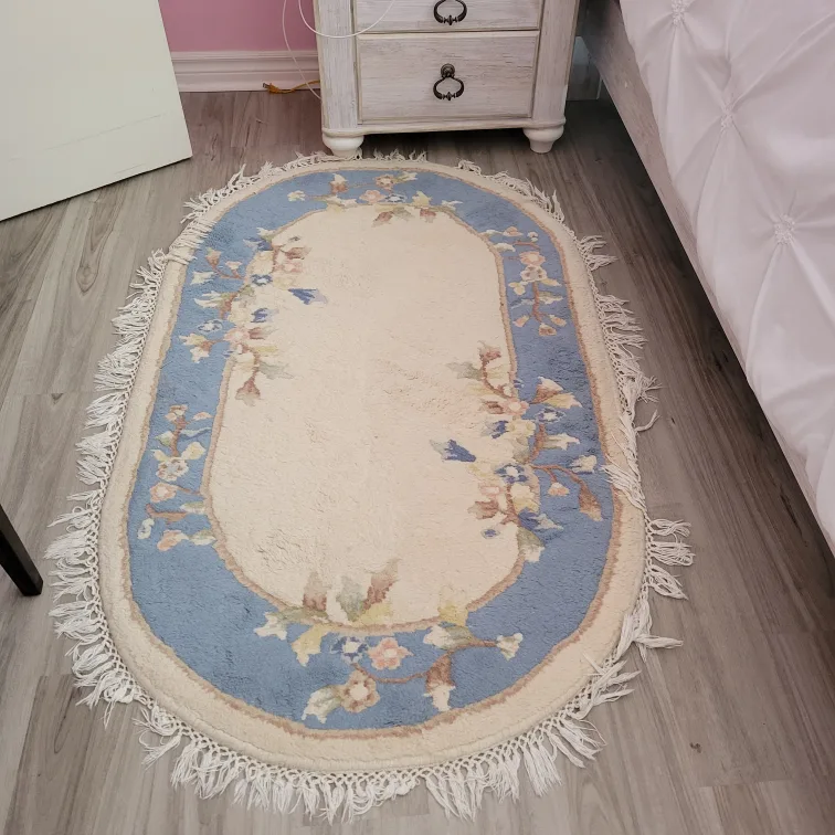 Oval Floral Rug - Blue & Cream there are 2