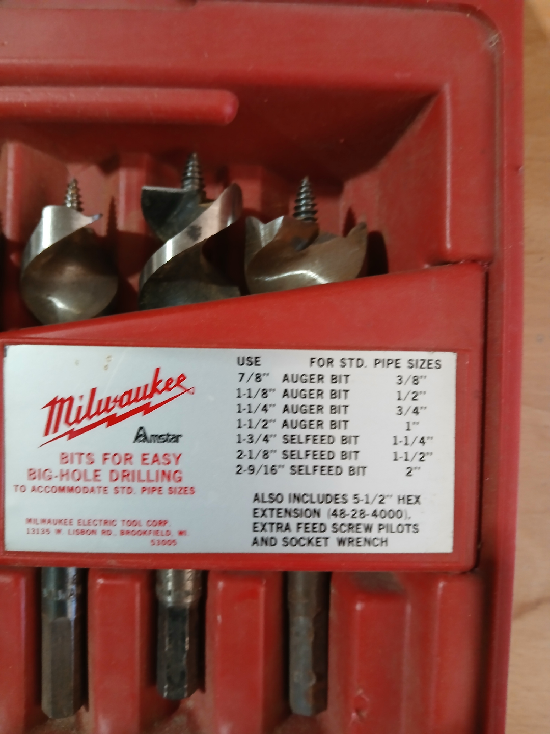 Milwaukee Auger Bit Set