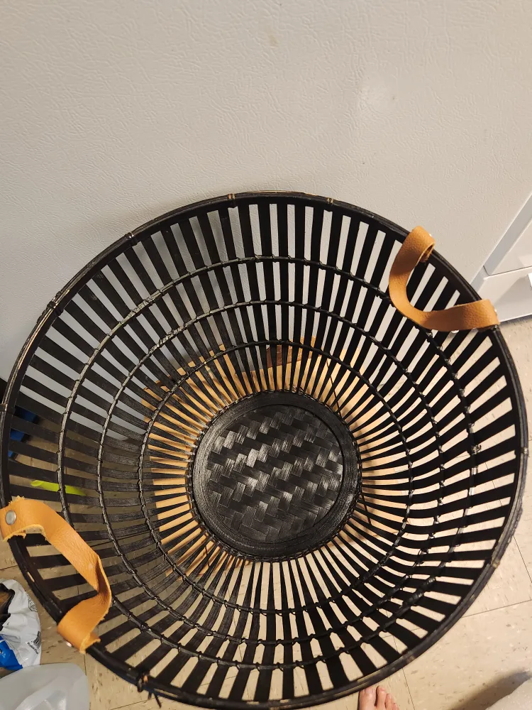 Black Woven Basket with Leather Handles image indicator(2)