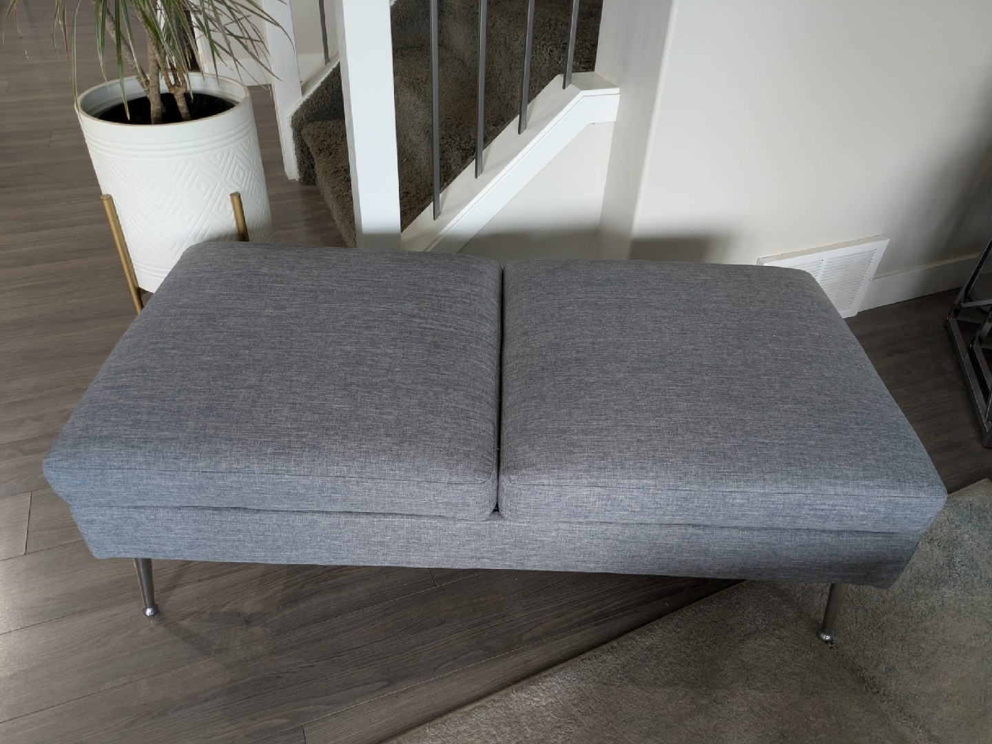 Grey Upholstered Bench - photo 3
