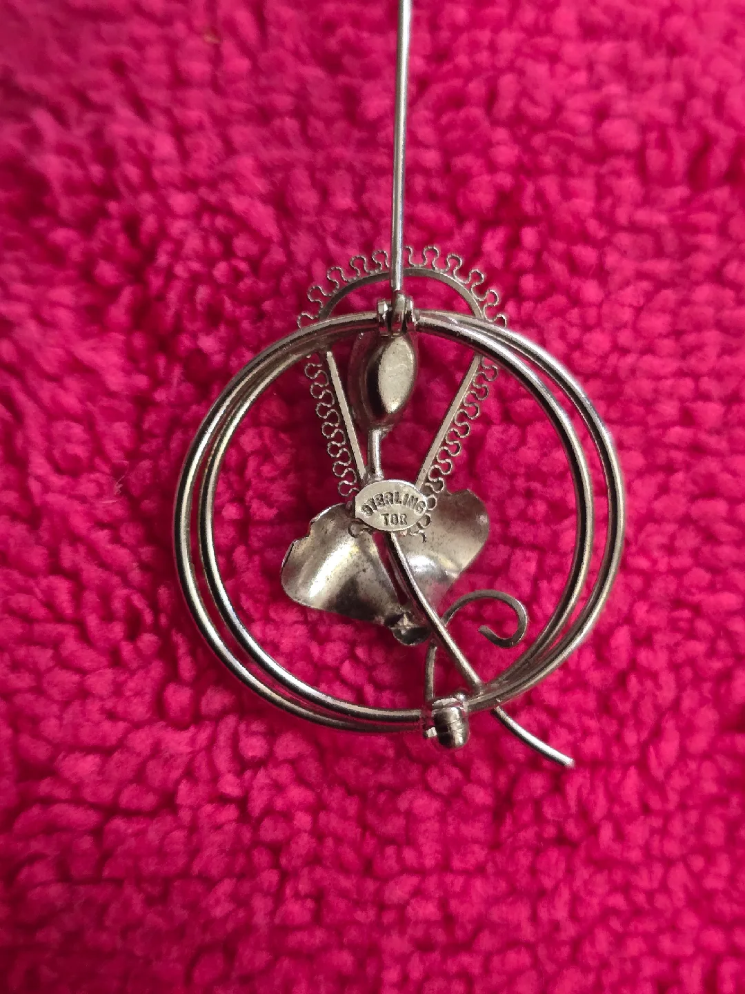 Vintage Sterling Silver Signed Tor Flower Brooch Pin image indicator(2)