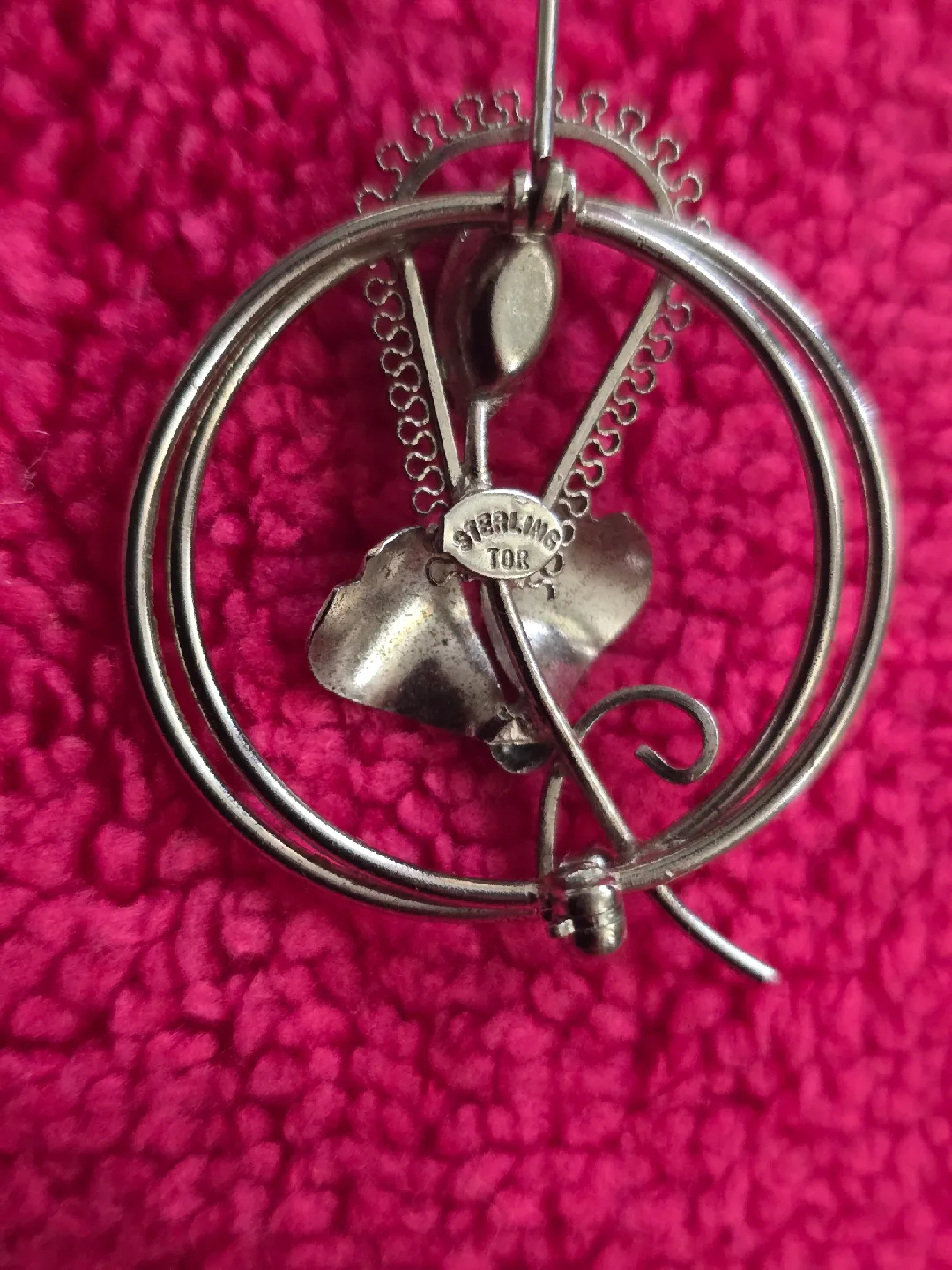 Vintage Sterling Silver Signed Tor Flower Brooch Pin image indicator(3)