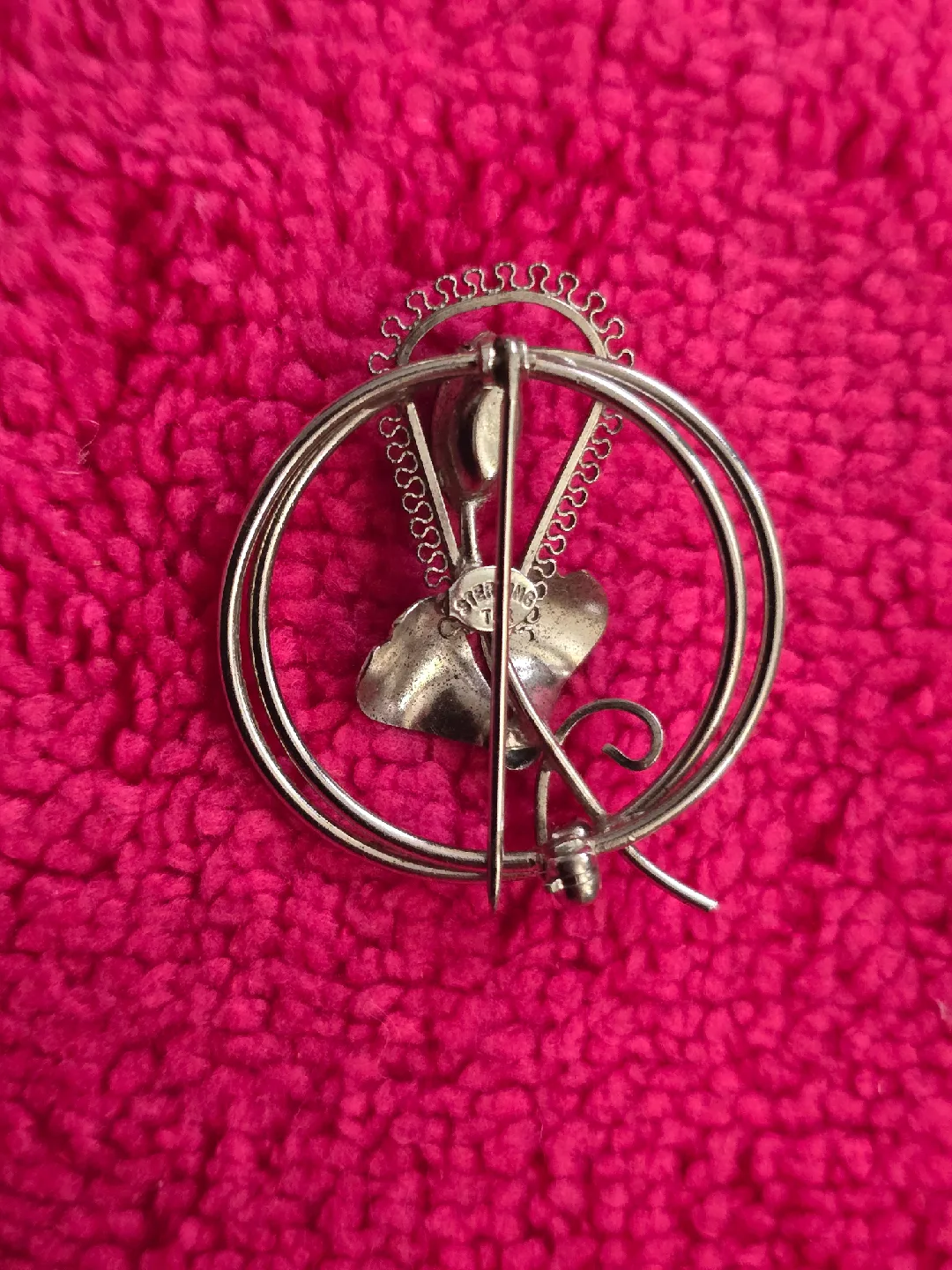 Vintage Sterling Silver Signed Tor Flower Brooch Pin image indicator(4)