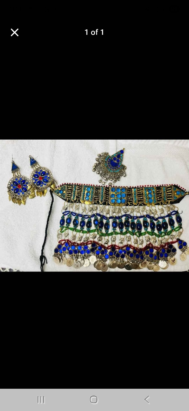 Afghan Style Necklace, Earrings, Headpiece Set