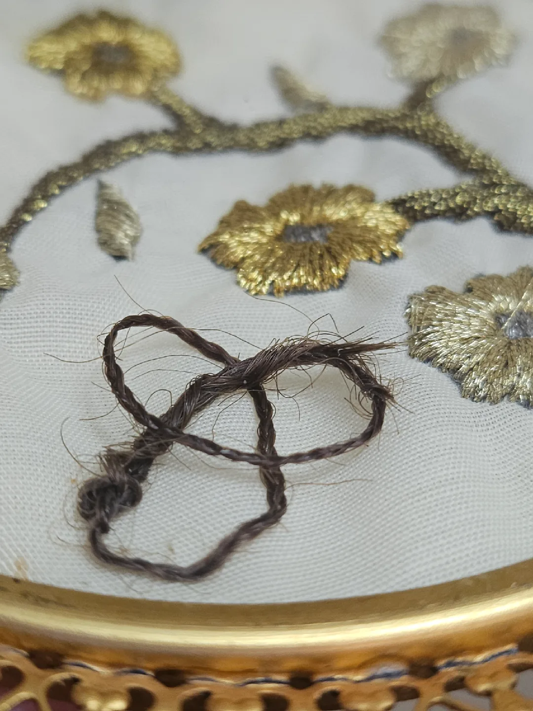 vintage Victorian mourning hair art piece image indicator(9)