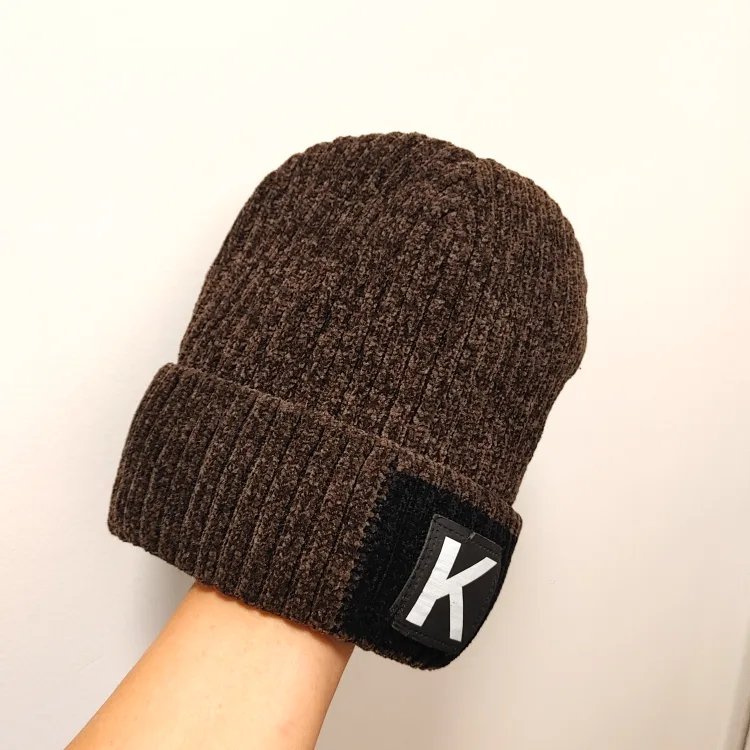 Brown Knit Beanie with Faux Fur Lining thumbnail
