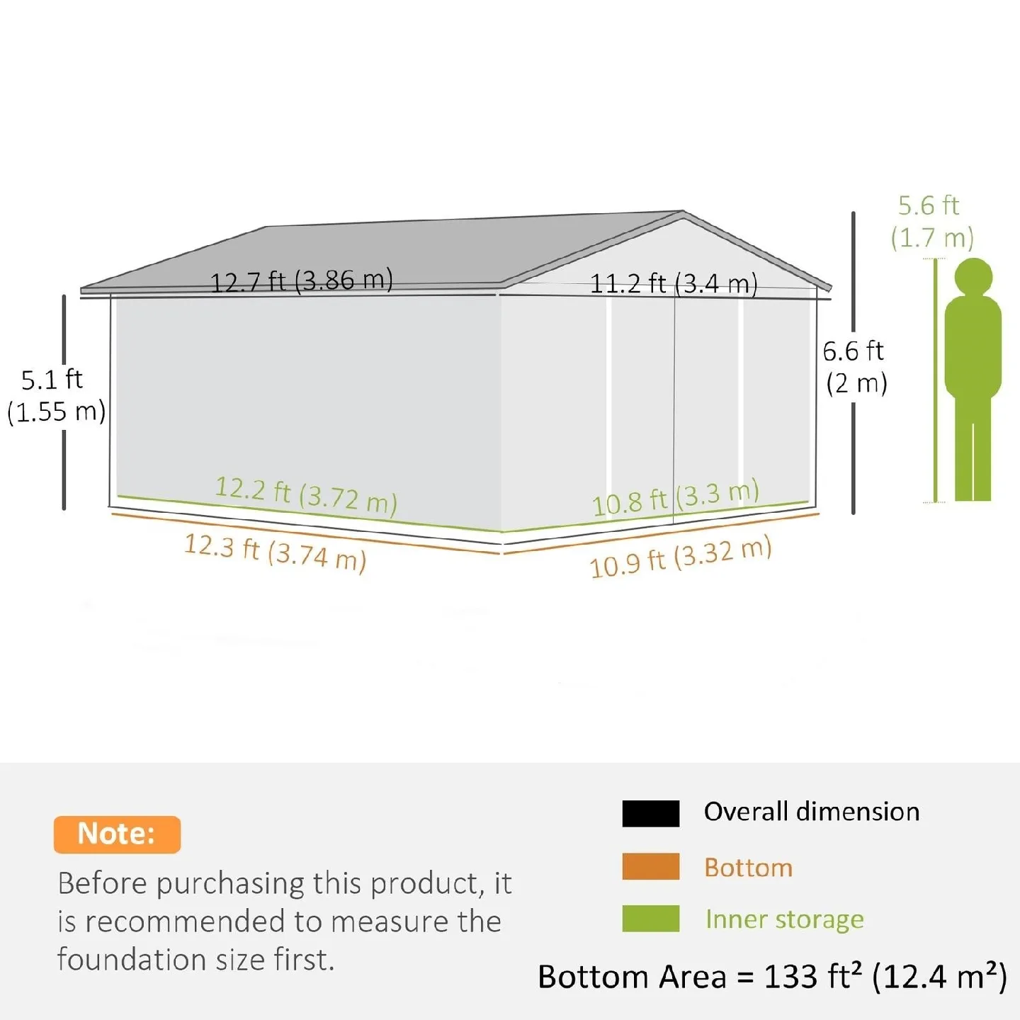 New - Metal Garden Shed - 12.3 ft x 10.9 ft image indicator(2)