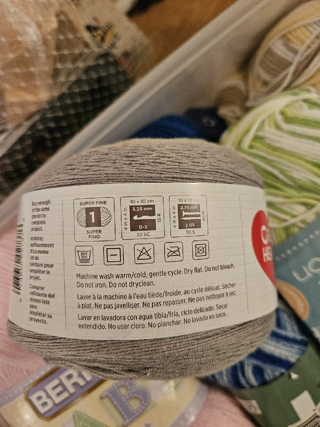 2x Red Heart It's a Wrap Yarn - Grey, 7oz
