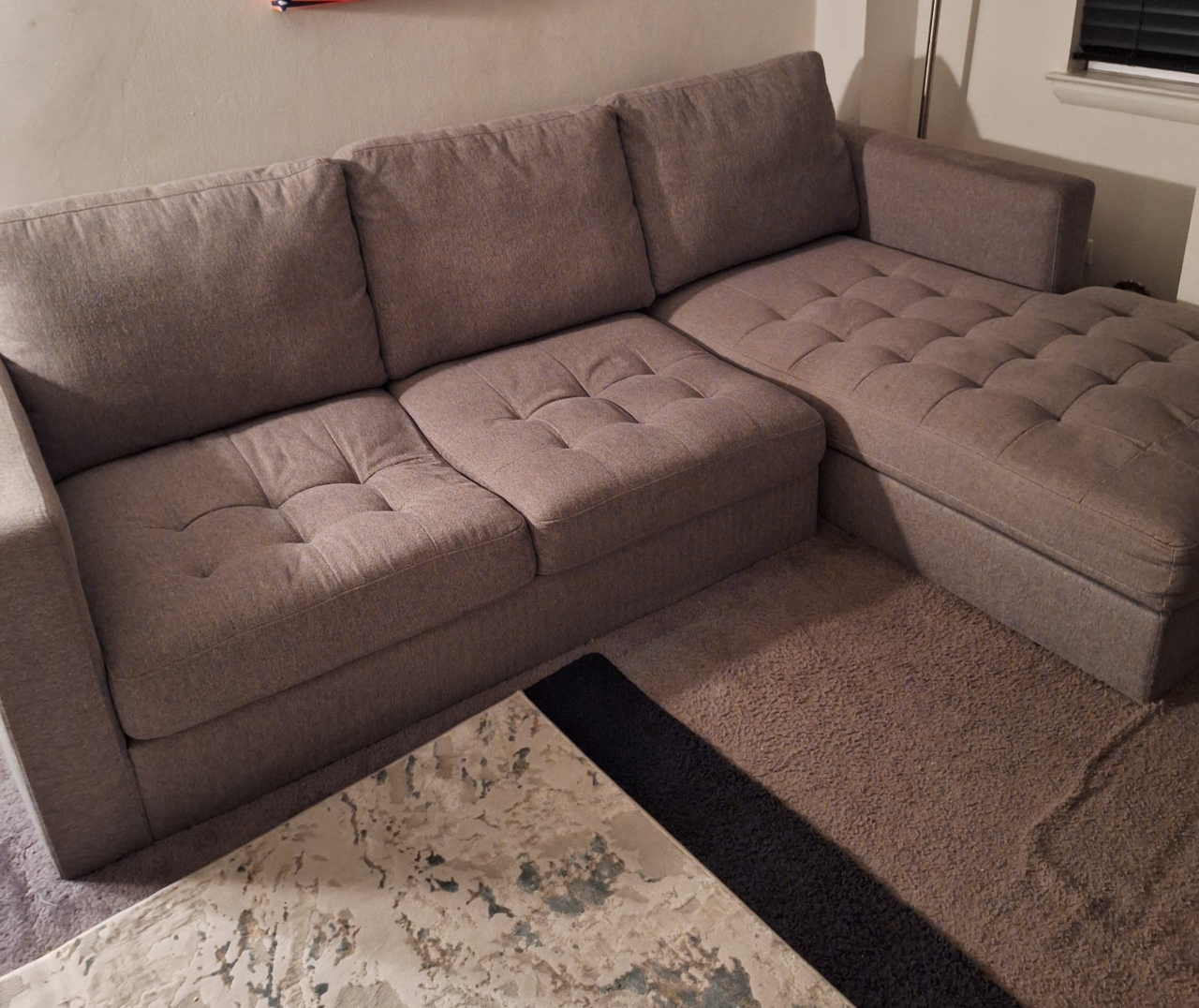 Light Gray Sectional Sofa with Storage