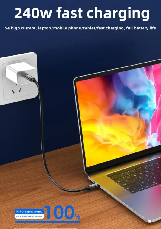 Thunderbolt 5, USB C, 1m Long, 16K, 80Gbps, 240W 5A image indicator(6)