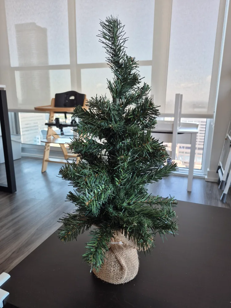 Miniature Christmas Tree with Burlap Base