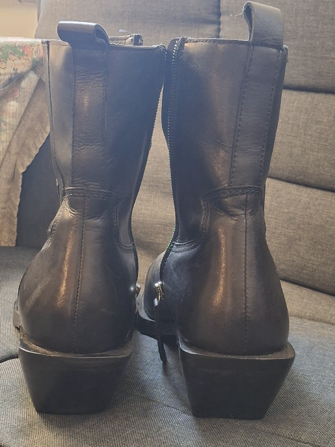 Floyd Black Leather Western Boots - Size 10 - photo 4