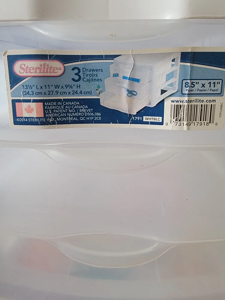 Sterilite 3 Drawer Unit - 13.5" x 11" x 9.5" image indicator(2)