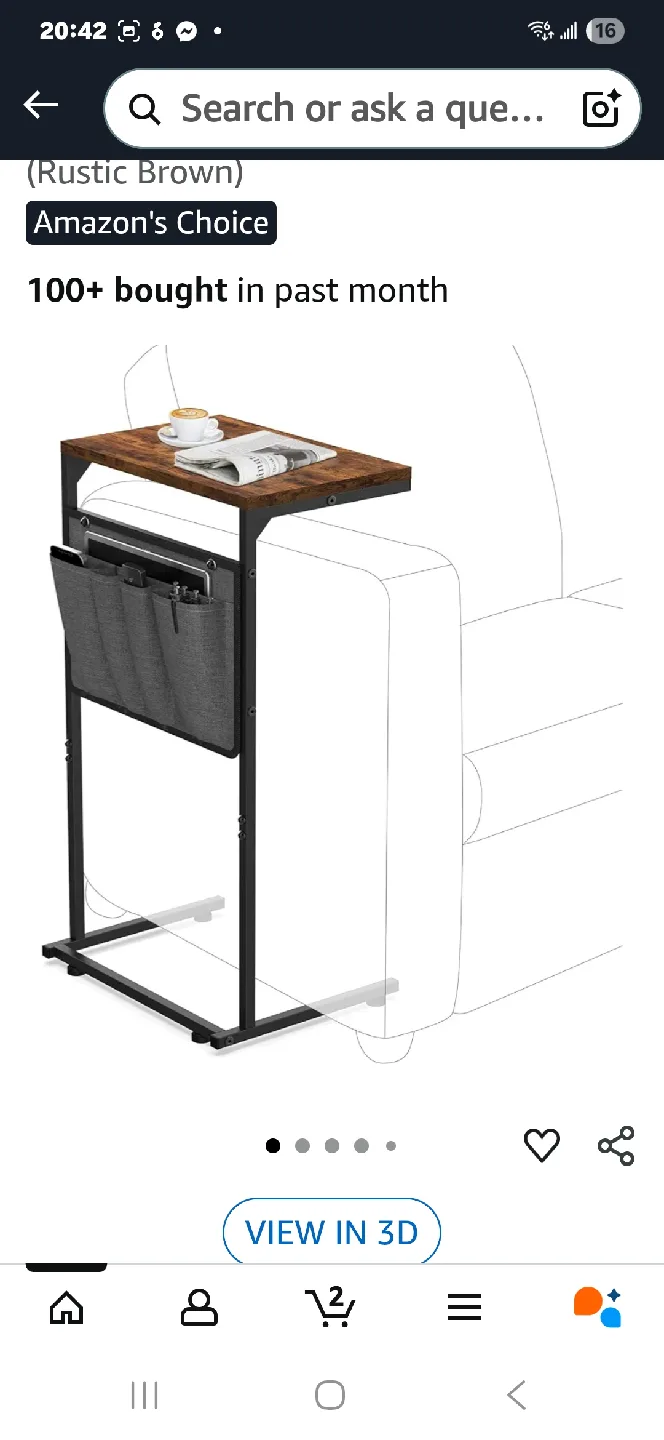 Rustic Brown End Table with Magazine Holder image indicator(2)