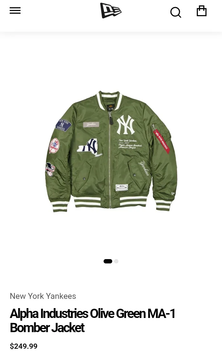 New York Yankees Alpha Industries Olive Green MA-1 Bomber Jacket thumbnail
