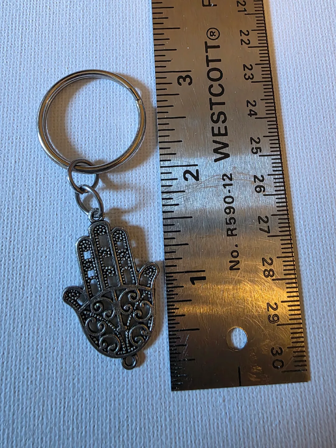 Hamsa Hand Keychain - Silver Colour