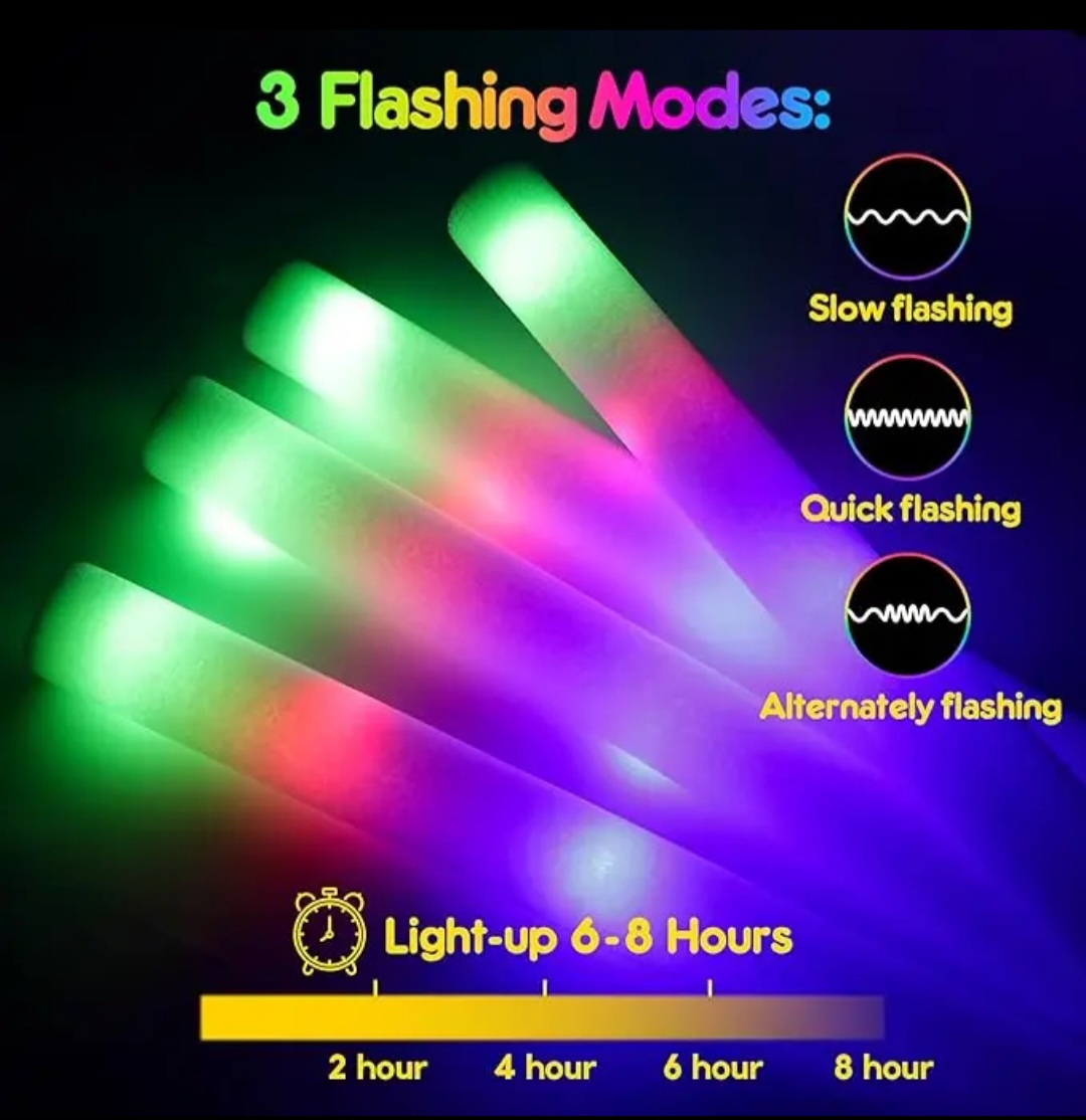 LED Foam Glow Sticks - set of 5