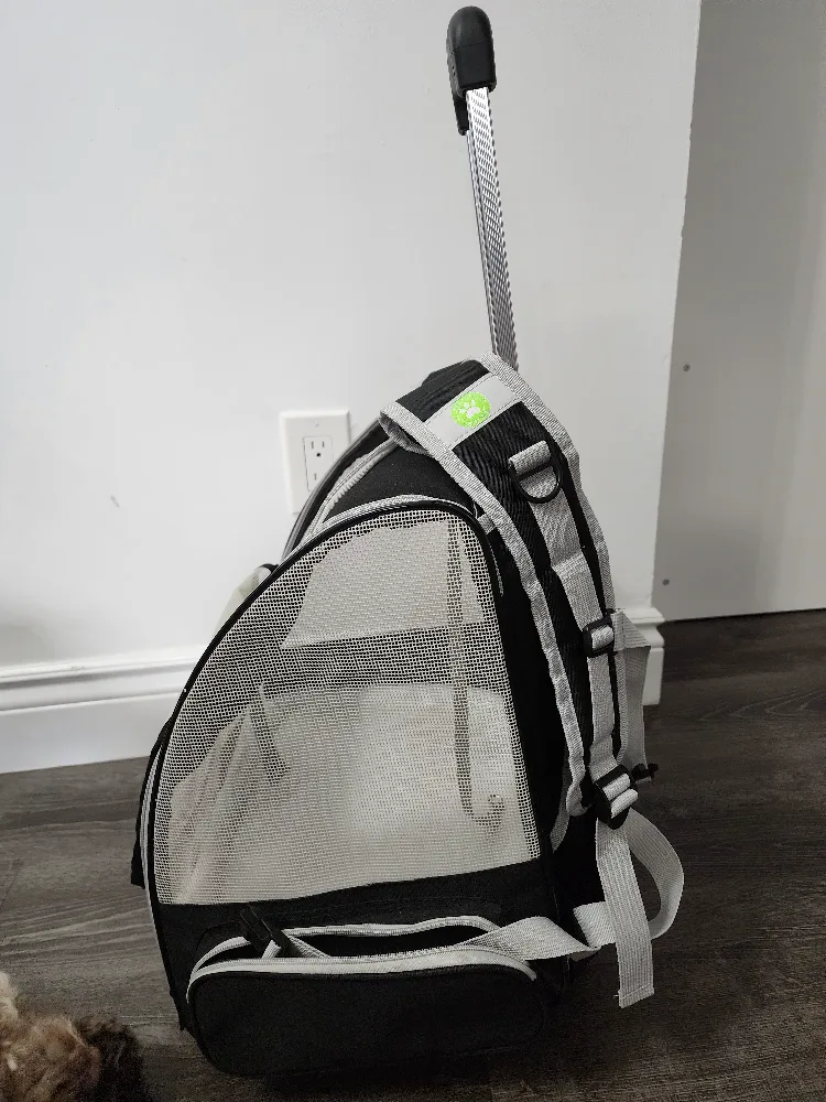 Rolling Pet Carrier Backpack - Black & Grey image indicator(2)