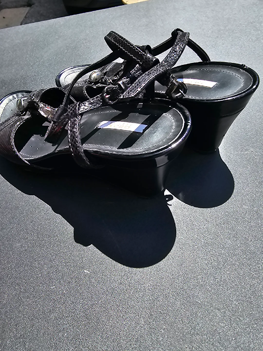 Geox Black Wedge Sandals, Size 6 image indicator(3)